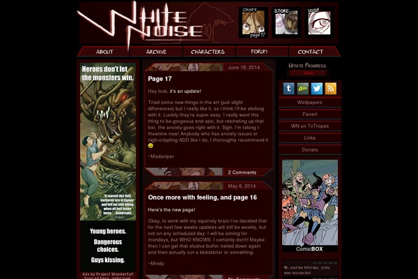 White Noise theme websites examples