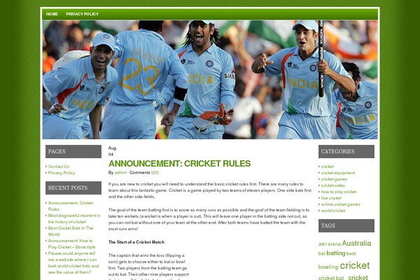 worldcricketblog.com site used Flexxgreen