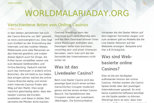 worldmalariaday.org site used Vivex