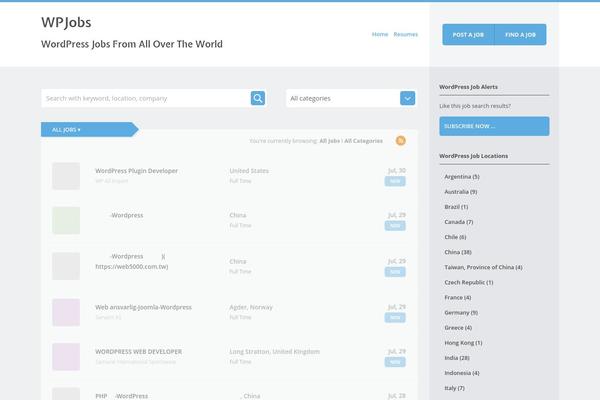 wpjobs.me site used Jobeleon