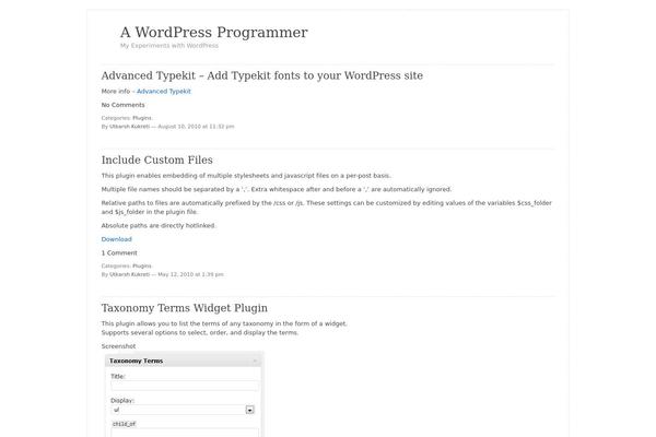 wpprogrammer.com site used Carrington Text