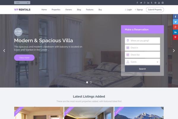wprentals WordPress theme, websites list used wprentals theme wprentals theme websites examples