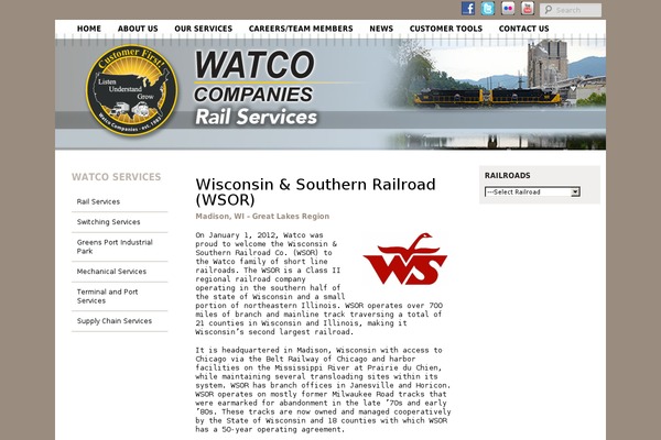 wsorrailroad.com site used Watco