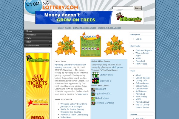 wyominglottery.com site used Wyoming