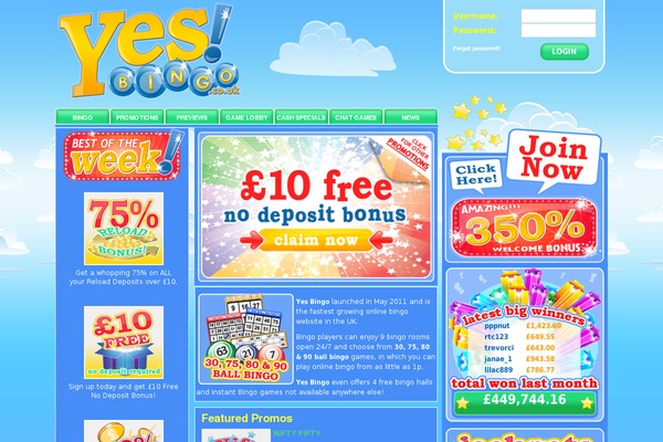 yesbingo.co.uk site used Celebritypress