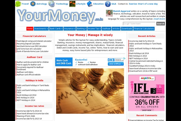 yourmoney.co.in site used Sunrise-theme