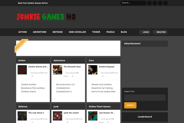 zombiegameshq.com site used Myarcadetheme